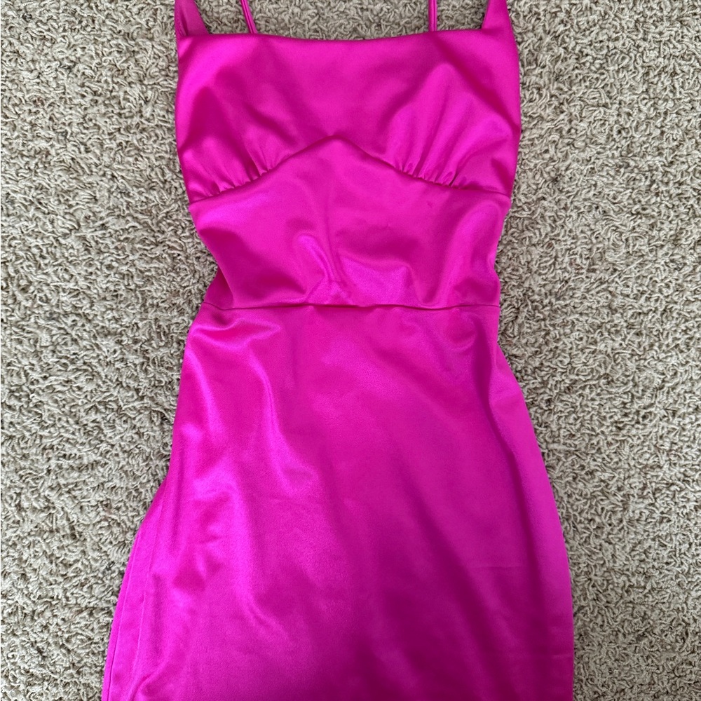 Windsor Pink Ruched Mini Dress Spaghetti Strap